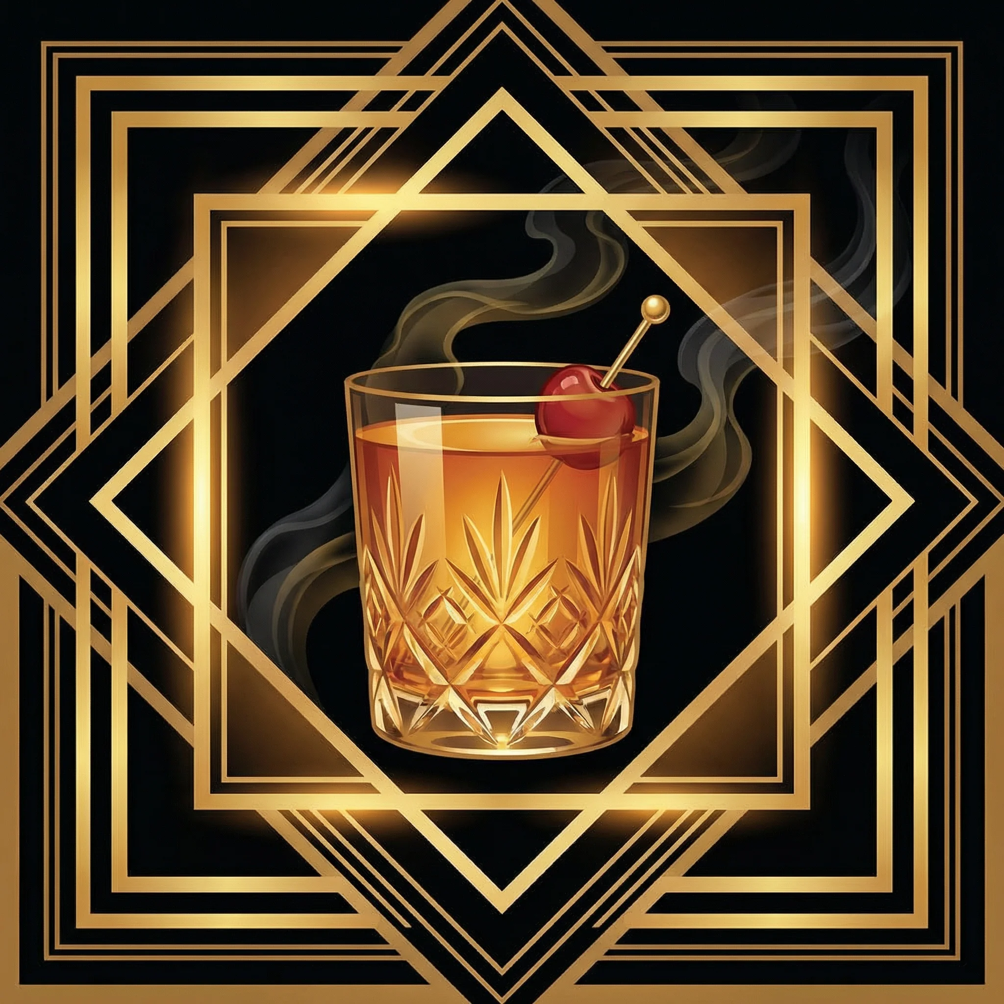 Art Deco风格鸡尾酒插画 - 乐游棋牌leg 的品味象征