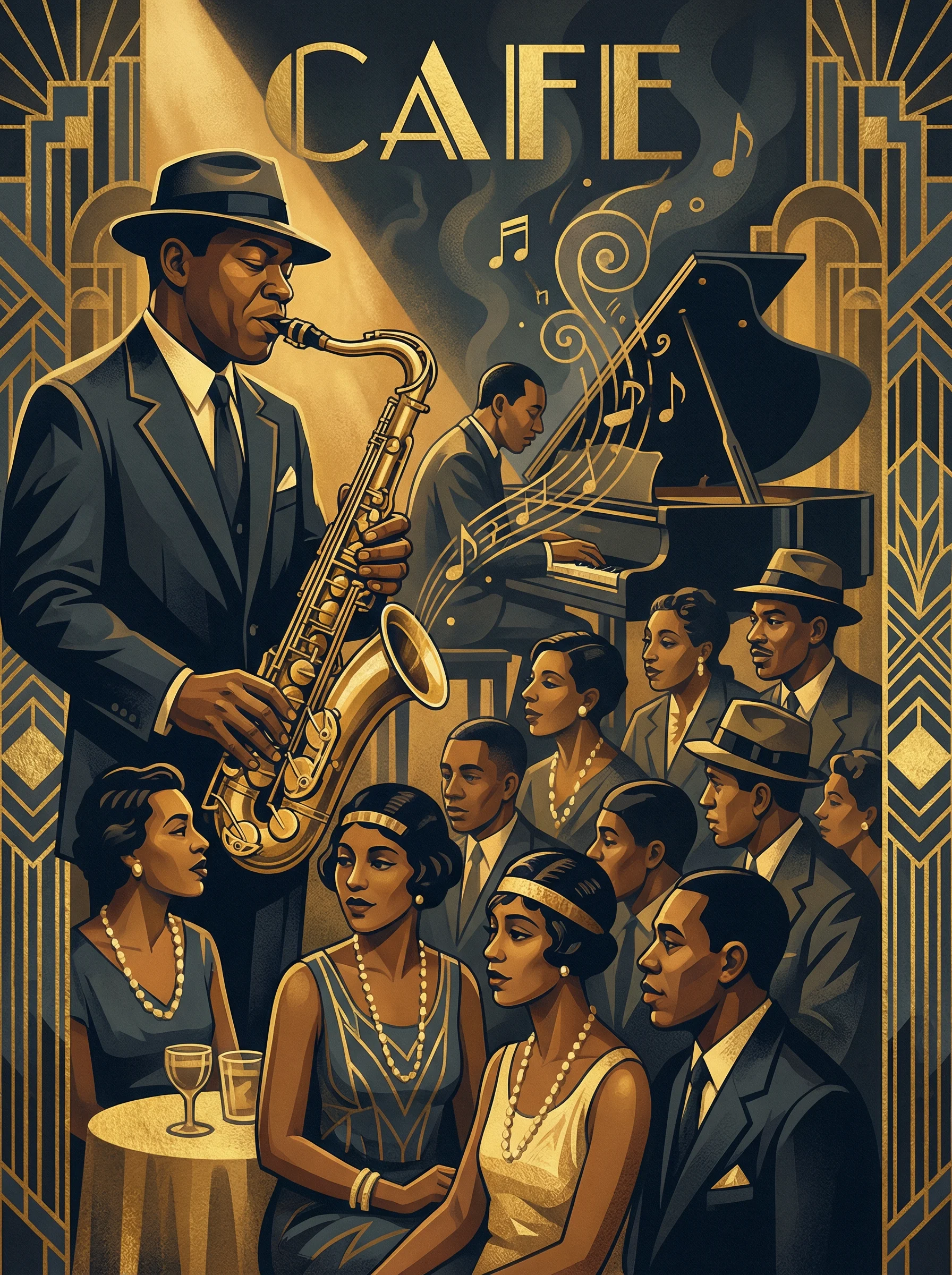 Charlie Parker的Art Deco肖像 - 乐游棋牌leg 即兴大师